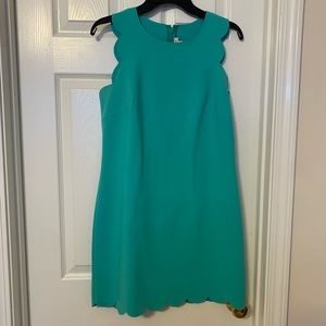 J. Crew Factory Teal Scalloped Shift Dress Size 4